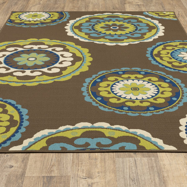 Oriental Weavers Caspian Indoor/Outdoor Area Rug - Striking Indigo And Lime Green Design For Stylish Spaces Brown,Green Polypropylene C859d6200290st