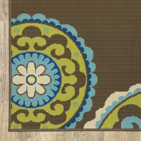 Oriental Weavers Caspian Indoor/Outdoor Area Rug - Striking Indigo And Lime Green Design For Stylish Spaces Brown,Green Polypropylene C859d6200290st