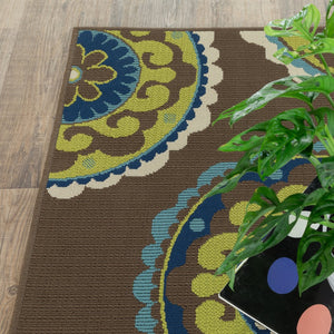 Oriental Weavers Caspian Indoor/Outdoor Area Rug - Striking Indigo And Lime Green Design For Stylish Spaces Brown,Green Polypropylene C859d6200290st