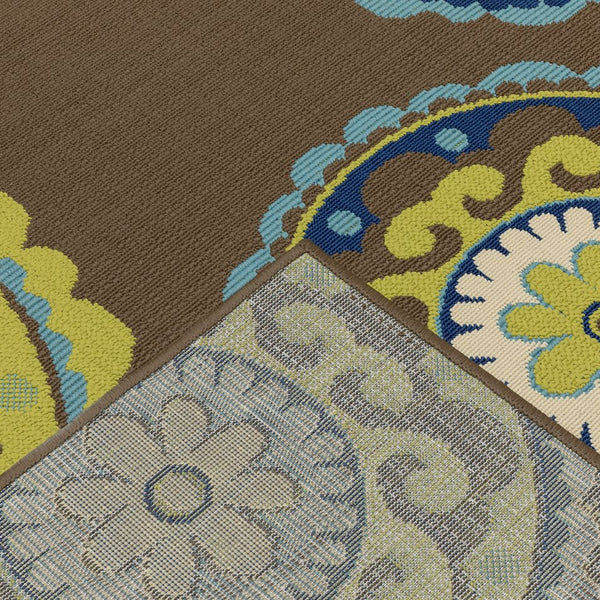 Oriental Weavers Caspian Indoor/Outdoor Area Rug - Striking Indigo And Lime Green Design For Stylish Spaces Brown,Green Polypropylene C859d6200290st