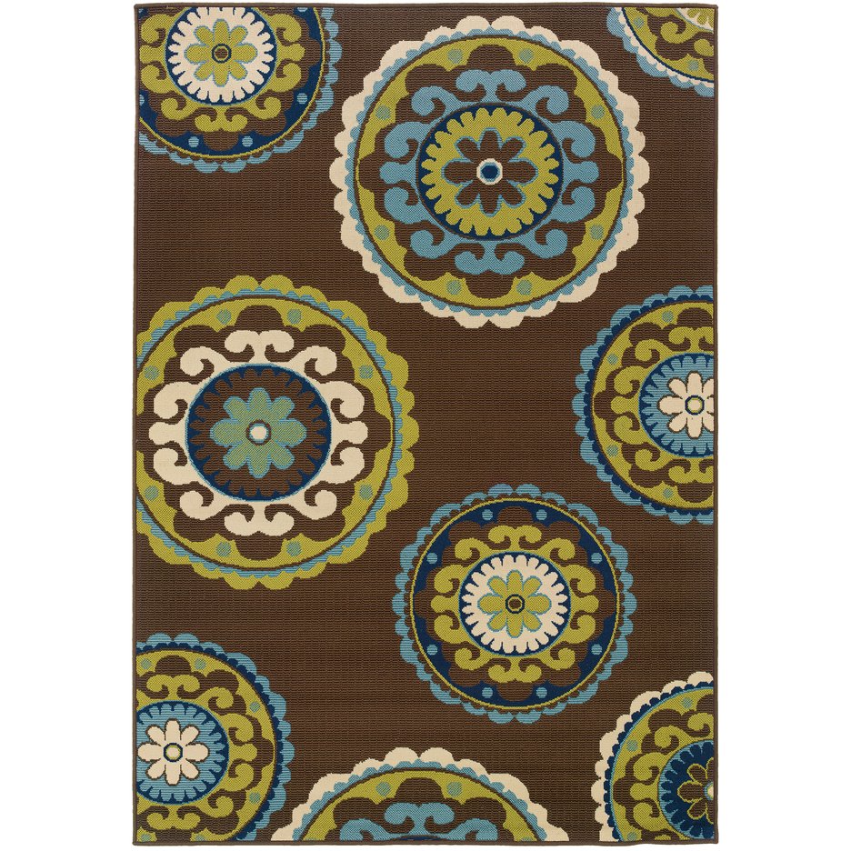 Oriental Weavers Caspian Indoor/Outdoor Area Rug - Striking Indigo And Lime Green Design For Stylish Spaces Brown,Green Polypropylene C859d6200290st