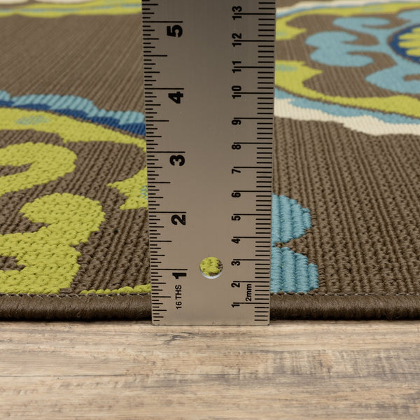 Oriental Weavers Caspian Indoor/Outdoor Area Rug - Striking Indigo And Lime Green Design For Stylish Spaces Brown,Green Polypropylene C859d6200290st