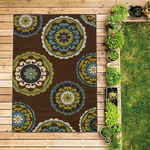 Oriental Weavers Caspian Indoor/Outdoor Area Rug - Striking Indigo And Lime Green Design For Stylish Spaces Brown,Green Polypropylene C859d6200290st