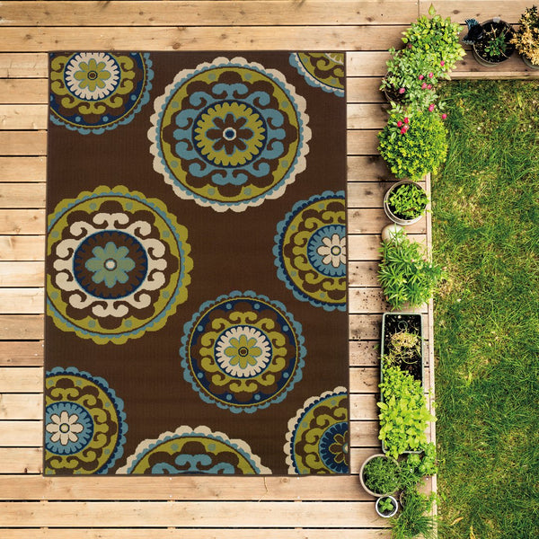 Oriental Weavers Caspian Indoor/Outdoor Area Rug - Striking Indigo And Lime Green Design For Stylish Spaces Brown,Green Polypropylene C859d6200290st
