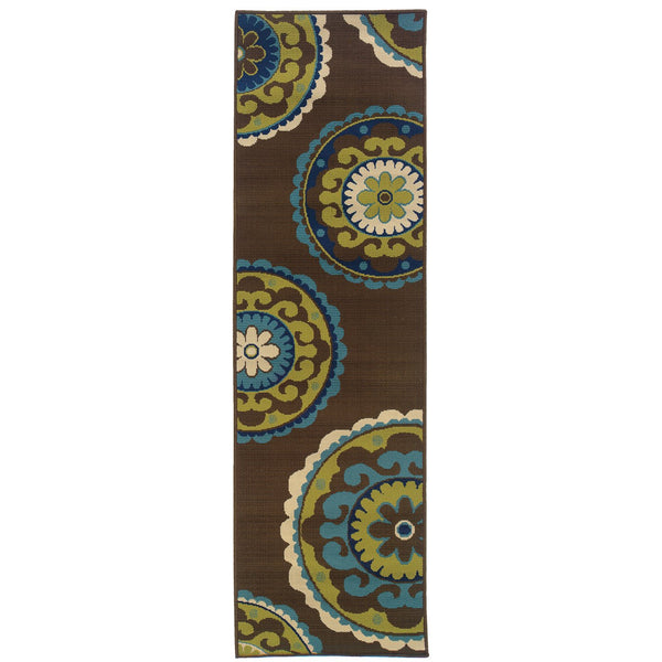 Oriental Weavers Caspian Indoor/Outdoor Area Rug - Striking Indigo And Lime Green Design For Stylish Spaces Brown,Green Polypropylene C859d6068230st