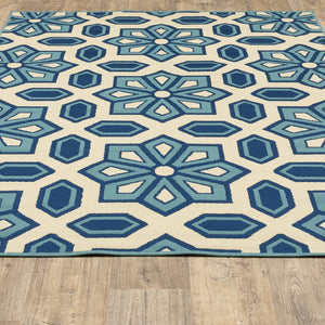 Oriental Weavers Caspian Indoor/Outdoor Area Rug - Stunning Indigo & Lime Design For Stylish Living Spaces Ivory,Blue Polypropylene C969w6055115st