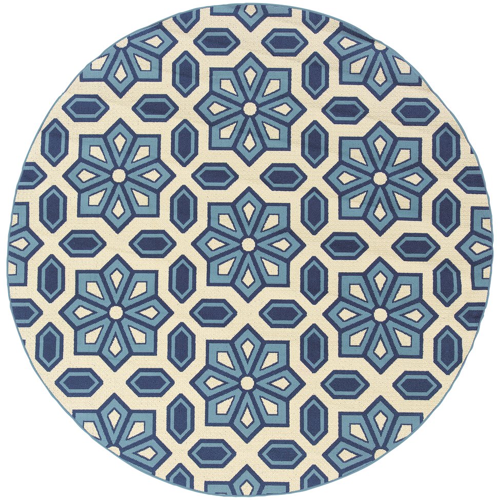 Oriental Weavers Caspian Indoor/Outdoor Area Rug - Stunning Indigo & Lime Design For Stylish Living Spaces Ivory,Blue Polypropylene C969w6240rdst