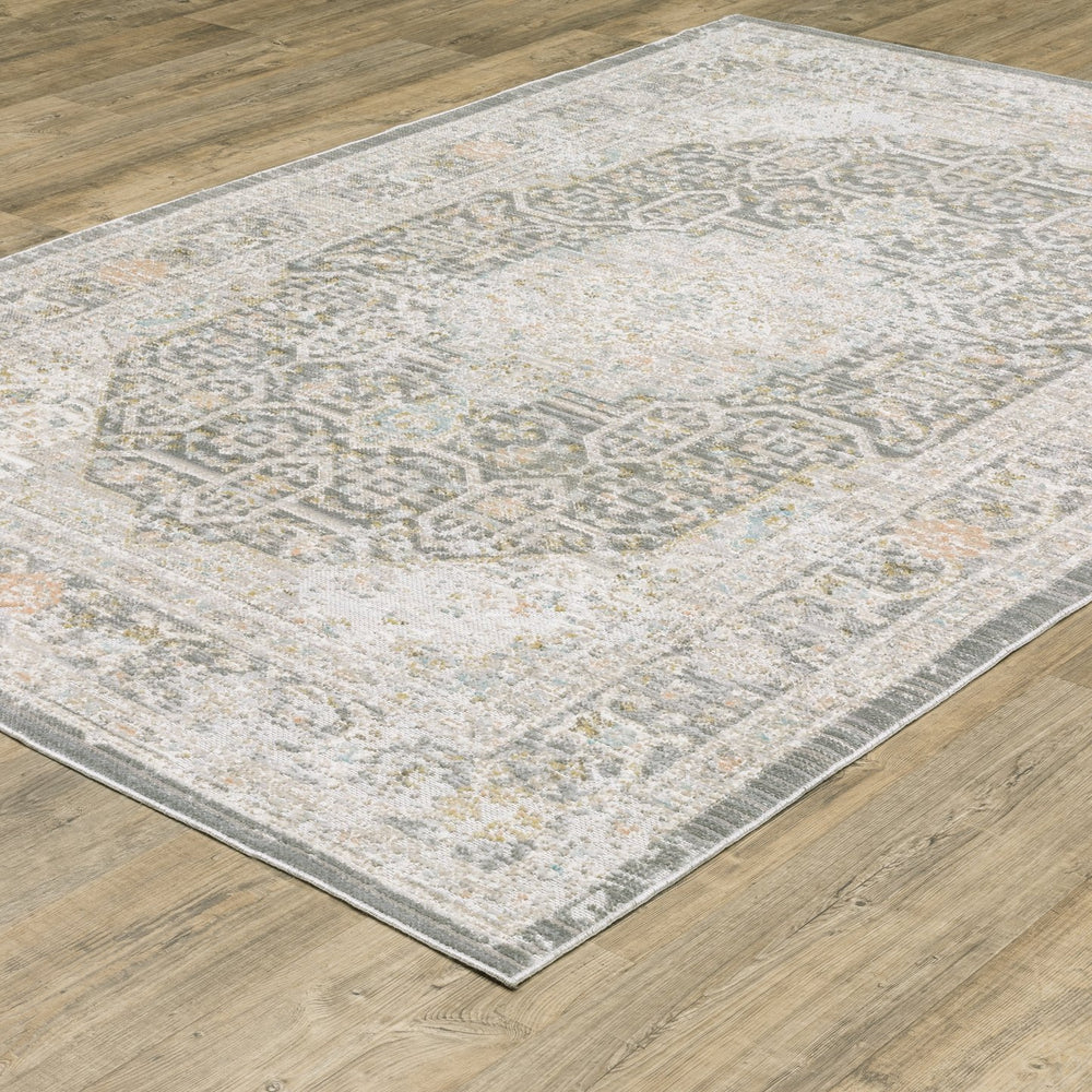 Oriental Weavers Cavett Area Rug - Soft, Durable Synthetic Fibers With Vintage Charm And Family-friendly Design Grey,Orange Polypropylene Ccav02300400st