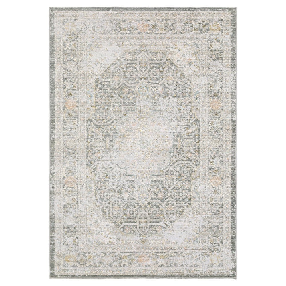 Oriental Weavers Cavett Area Rug - Soft, Durable Synthetic Fibers With Vintage Charm And Family-friendly Design Grey,Orange Polypropylene Ccav02300400st