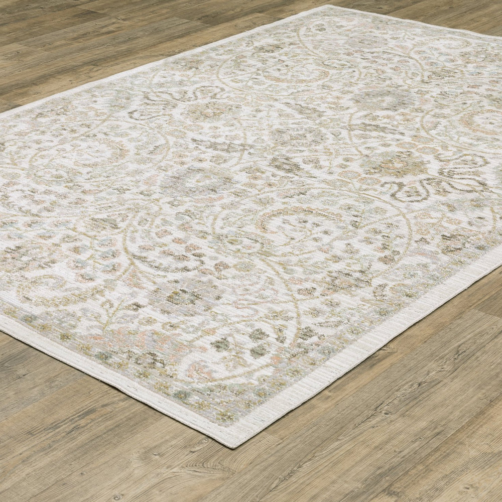 Oriental Weavers Cavett Area Rug – Soft, Durable, Family-friendly Design In Vintage Style For Modern Homes And Spaces Ivory,Gold Polypropylene Ccav05300400st
