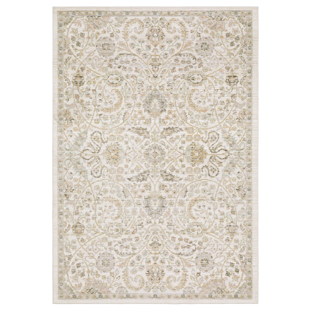 Oriental Weavers Cavett Area Rug – Soft, Durable, Family-friendly Design In Vintage Style For Modern Homes And Spaces Ivory,Gold Polypropylene Ccav05300400st