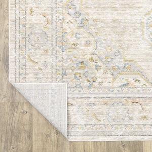 Oriental Weavers Cavett Vintage Medallion Floral Runner Rug Soft Synthetic Fibers Beige Blue Accent CCAV11080240ST