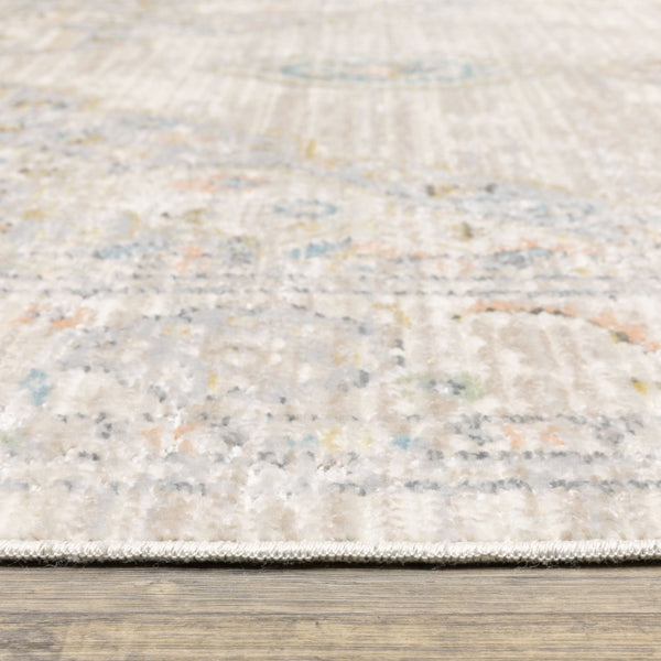Oriental Weavers Cavett Vintage Medallion Floral Runner Rug Soft Synthetic Fibers Beige Blue Accent CCAV11080240ST