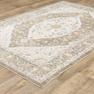 Oriental Weavers Cavett Persian Inspired Distressed Medallion Area Rug Soft Synthetic Pile Vintage Heirloom Look 5'3" x 7'6" CCAV12160230ST