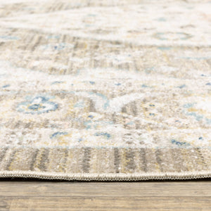 Oriental Weavers Cavett Persian Inspired Distressed Medallion Area Rug Soft Synthetic Pile Vintage Heirloom Look 5'3" x 7'6" CCAV12160230ST