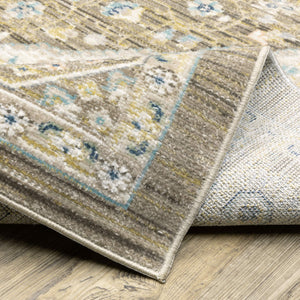 Oriental Weavers Cavett Persian Inspired Distressed Medallion Area Rug Soft Synthetic Pile Vintage Heirloom Look 5'3" x 7'6" CCAV12160230ST