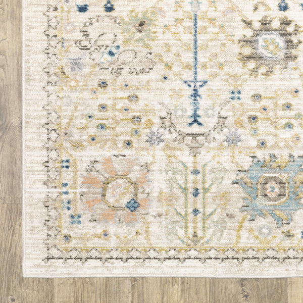 Oriental Weavers Cavett Vintage Botanical Runner Rug Soft Synthetic Fibers Transitional Farmhouse Accent CCAV13080240ST