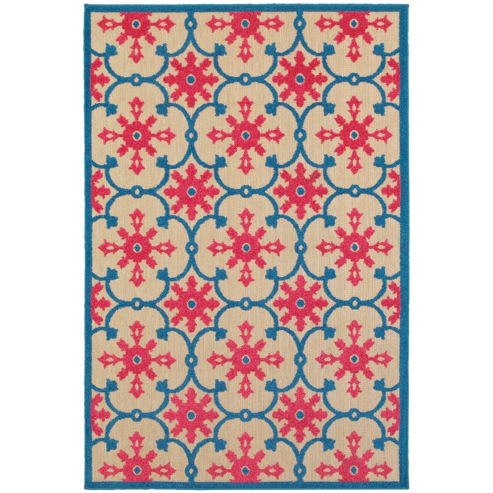 Oriental Weavers Cayman Vibrant Multi-colored Indoor/Outdoor Area Rug With Geometric Patterns For Stylish Spaces Pink,Blue Polypropylene C190l9117165st