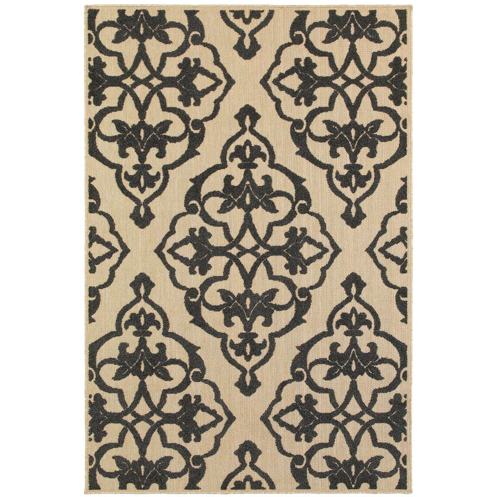 Oriental Weavers Cayman Stylish Indoor/Outdoor Area Rug With Vibrant Geometric Patterns For Modern Living Spaces Sand,Charcoal Polypropylene C001b9056100st