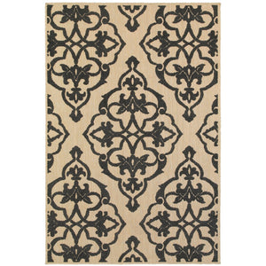 Oriental Weavers Cayman Stylish Indoor/Outdoor Area Rug With Vibrant Geometric Patterns For Modern Living Spaces Sand,Charcoal Polypropylene C001b9056100st
