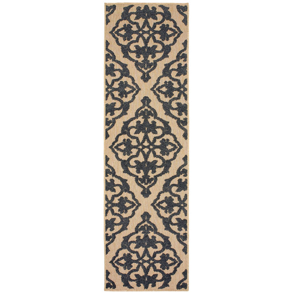 Oriental Weavers Cayman Stylish Indoor/Outdoor Area Rug With Vibrant Geometric Patterns For Modern Living Spaces Sand,Charcoal Polypropylene C001b9068230st