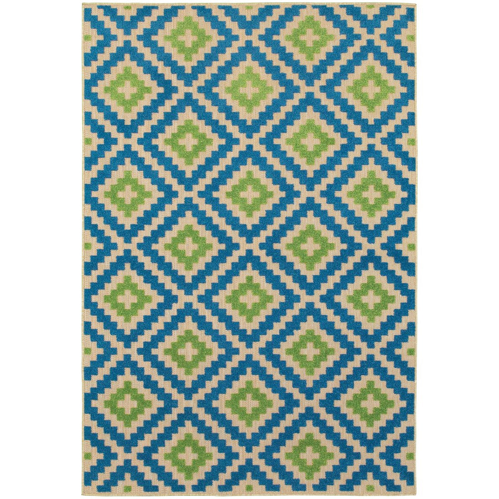 Oriental Weavers Cayman Indoor/Outdoor Area Rug - Vibrant Geometric Patterns In Multicolor Textured Design, Modern Style Blue,Green Polypropylene C2063z200290st