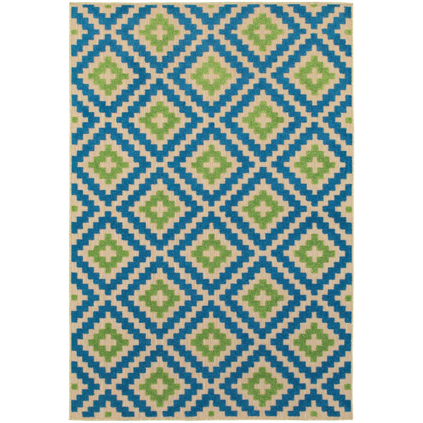 Oriental Weavers Cayman Indoor/Outdoor Area Rug - Vibrant Geometric Patterns In Multicolor Textured Design, Modern Style Blue,Green Polypropylene C2063z200290st