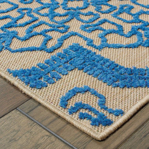 Oriental Weavers Cayman Vibrant Indoor/Outdoor Area Rug – Colorful Geometric Patterns In Durable Polypropylene Design Sand,Blue Polypropylene C2541m160230st