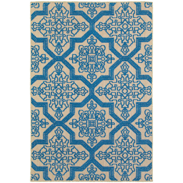 Oriental Weavers Cayman Vibrant Indoor/Outdoor Area Rug – Colorful Geometric Patterns In Durable Polypropylene Design Sand,Blue Polypropylene C2541m160230st