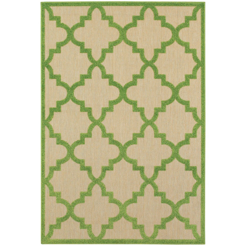 Oriental Weavers Cayman Vibrant Geometric Indoor/Outdoor Area Rug - Textured, High/Low Woven Design For Any Space Sand,Green Polypropylene C660f9240330st