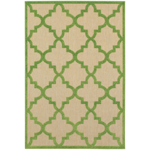 Oriental Weavers Cayman Vibrant Geometric Indoor/Outdoor Area Rug - Textured, High/Low Woven Design For Any Space Sand,Green Polypropylene C660f9240330st