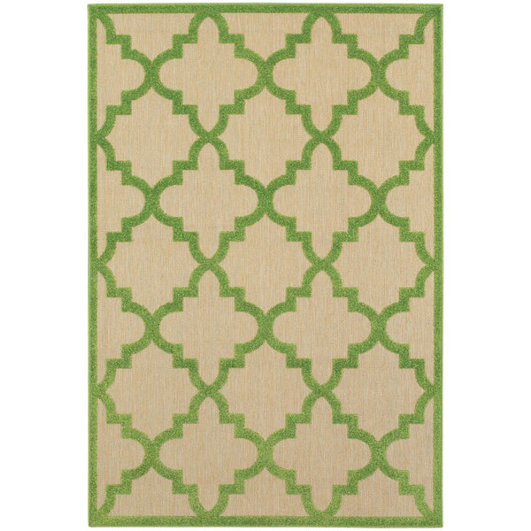 Oriental Weavers Cayman Vibrant Geometric Indoor/Outdoor Area Rug - Textured, High/Low Woven Design For Any Space Sand,Green Polypropylene C660f9240330st