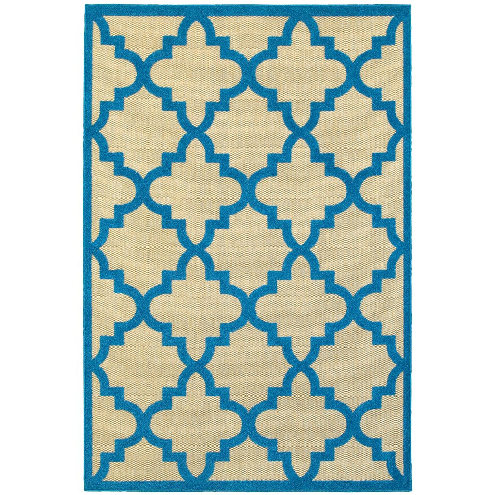 Oriental Weavers Cayman Textured Indoor/Outdoor Area Rug - Vibrant Geometric Patterns In Multi-colored Design Sand,Blue Polypropylene C660l9056100st