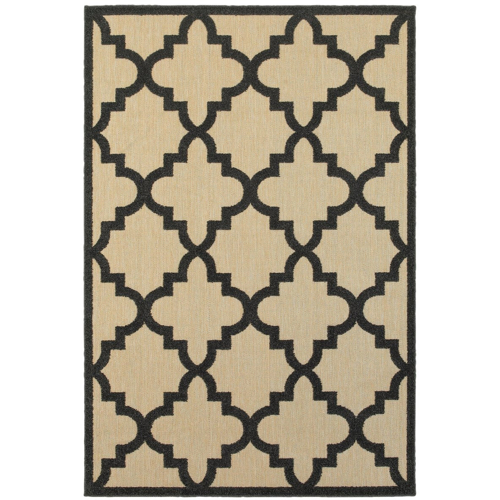 Oriental Weavers Cayman Indoor/Outdoor Area Rug With Vibrant Geometric Patterns - Perfect For Any Space And Style Sand,Charcoal Polypropylene C660n9200290st