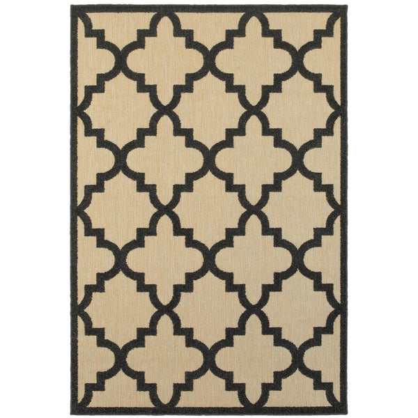 Oriental Weavers Cayman Indoor/Outdoor Area Rug With Vibrant Geometric Patterns - Perfect For Any Space And Style Sand,Charcoal Polypropylene C660n9200290st