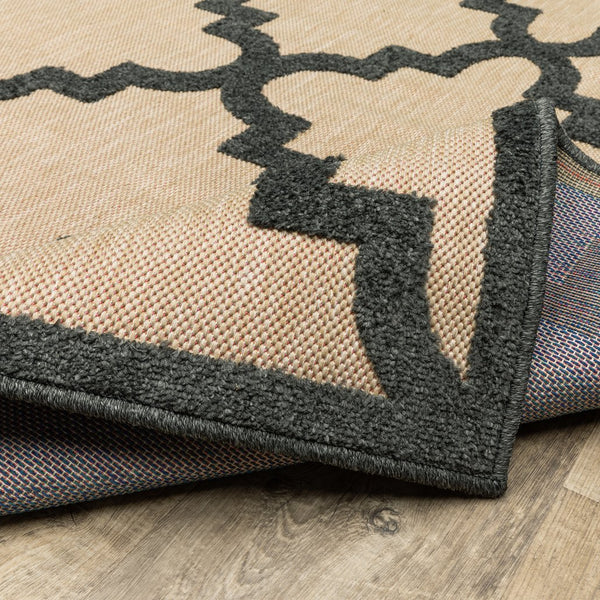 Oriental Weavers Cayman Indoor/Outdoor Area Rug With Vibrant Geometric Patterns - Perfect For Any Space And Style Sand,Charcoal Polypropylene C660n9200290st