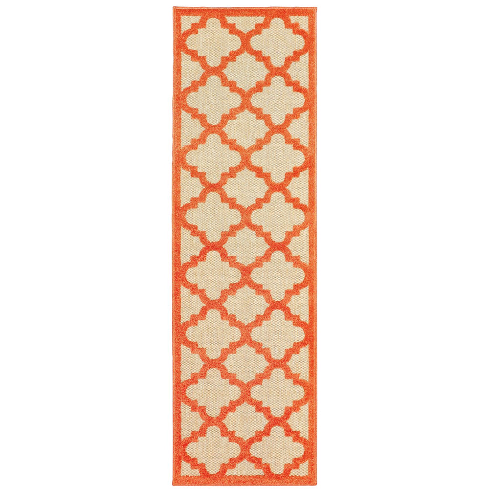 Oriental Weavers Cayman Vibrant Geometric Indoor/Outdoor Area Rug – Textured Multi-level Design For Stylish Spaces Sand,Orange Polypropylene C66009068230st