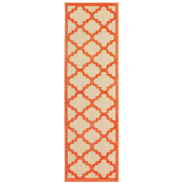 Oriental Weavers Cayman Vibrant Geometric Indoor/Outdoor Area Rug – Textured Multi-level Design For Stylish Spaces Sand,Orange Polypropylene C66009068230st
