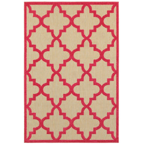 Oriental Weavers Cayman Vibrant Indoor/Outdoor Area Rug With Geometric Patterns - Perfect For Any Space Decor Sand,Pink Polypropylene C660p9160230st