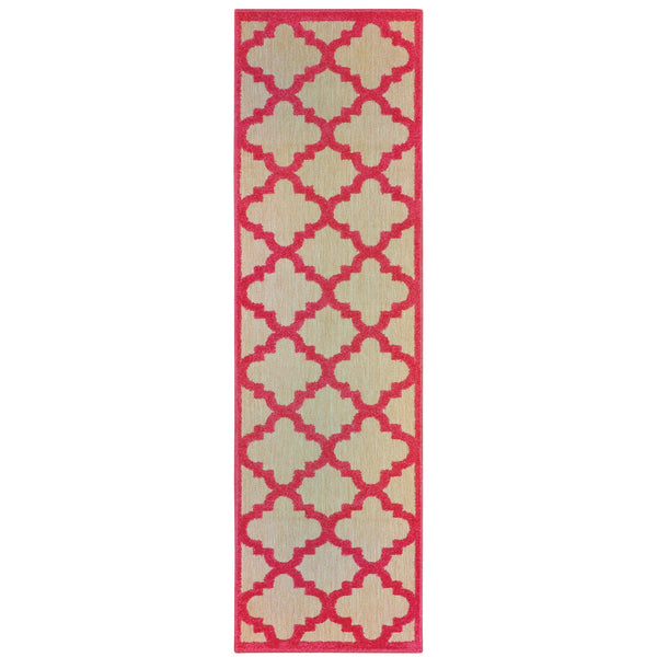 Oriental Weavers Cayman Vibrant Indoor/Outdoor Area Rug With Geometric Patterns - Perfect For Any Space Decor Sand,Pink Polypropylene C660p9068230st