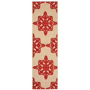 Oriental Weavers Cayman Vibrant Geometric Indoor/Outdoor Area Rug - Textured Multi-level Design For Modern Spaces Sand,Red Polypropylene C097r9068230st