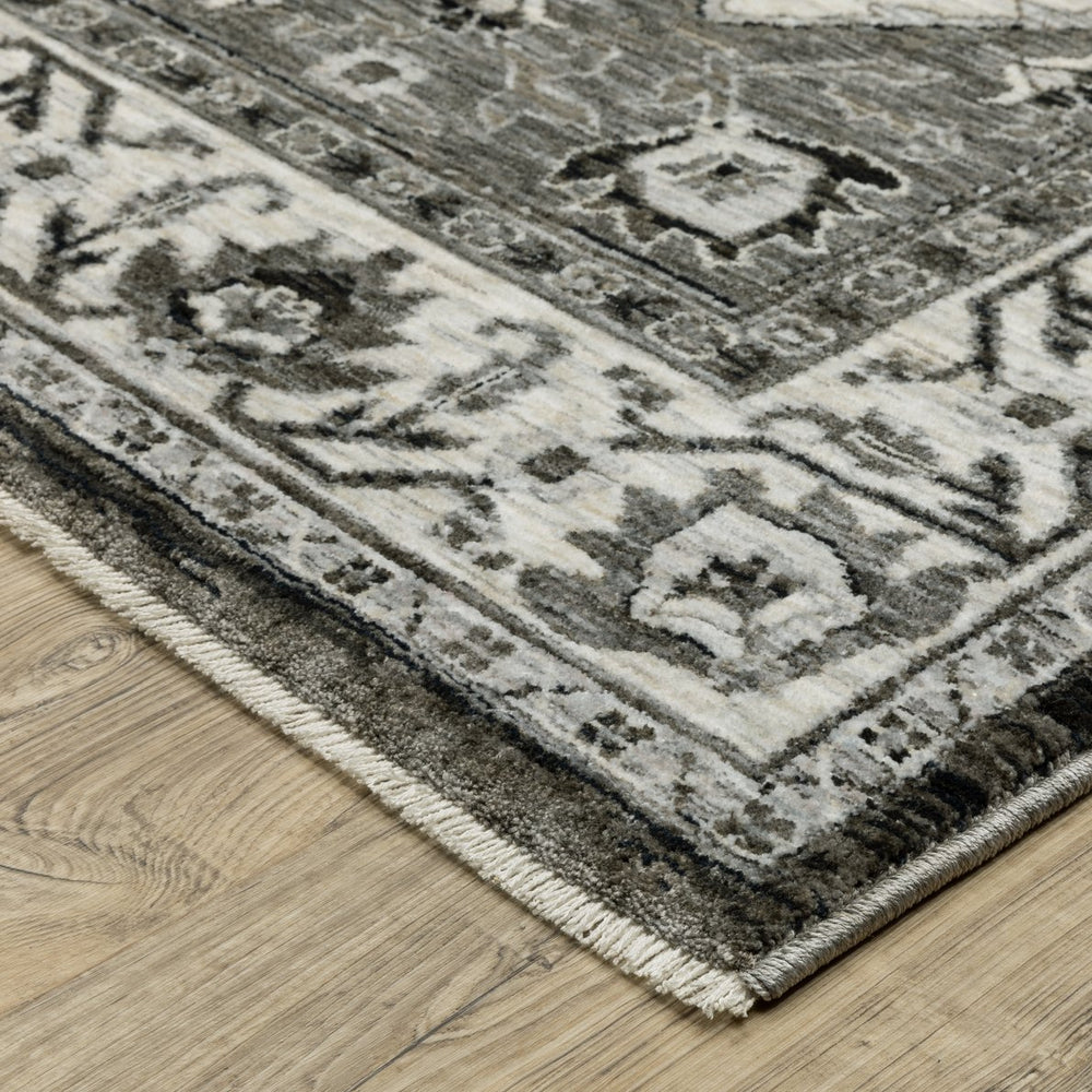 Oriental Weavers Chamberlain Charcoal And Ivory Indoor Area Rug – Soft Polyester, Vintage Persian Motifs, Global Charm Charcoal,Ivory Polyester Cch05c300394st