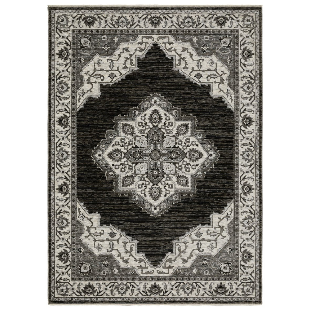 Oriental Weavers Chamberlain Charcoal And Ivory Indoor Area Rug – Soft Polyester, Vintage Persian Motifs, Global Charm Charcoal,Ivory Polyester Cch05c300394st
