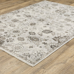 Oriental Weavers Chamberlain Indoor Area Rug - Luxurious Soft Polyester With Vintage Persian Motifs In Neutral Shades Ivory,Grey Polyester Cch06b100153st