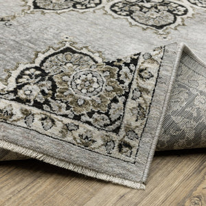Oriental Weavers Chamberlain Indoor Area Rug - Luxurious Soft Polyester, Persian Motifs, Elegant Neutral Shades Grey,Black Polyester Cch11l068235st