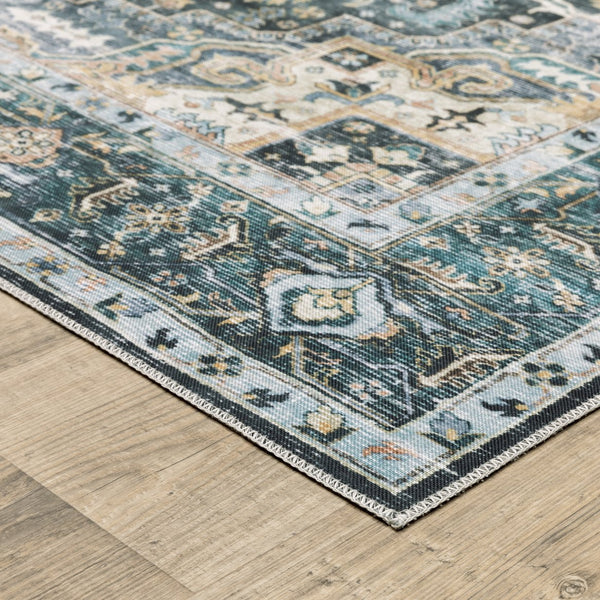 Oriental Weavers Charleston Indoor Area Rug - Machine Washable, Non-slip, Durable Design For Family Spaces And Style Blue,Ivory Polyester Ccha01061244st