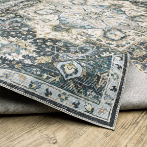 Oriental Weavers Charleston Indoor Area Rug - Machine Washable, Non-slip, Durable Design For Family Spaces And Style Blue,Ivory Polyester Ccha01061244st