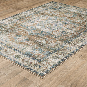 Oriental Weavers Charleston Indoor Area Rug - Machine Washable Polyester With Non-slip Backing For Family Spaces Blue,Gold Polyester Ccha02228305st