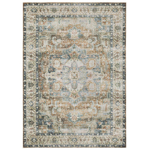 Oriental Weavers Charleston Indoor Area Rug - Machine Washable Polyester With Non-slip Backing For Family Spaces Blue,Gold Polyester Ccha02228305st