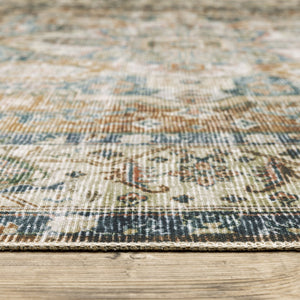 Oriental Weavers Charleston Indoor Area Rug - Machine Washable Polyester With Non-slip Backing For Family Spaces Blue,Gold Polyester Ccha02228305st